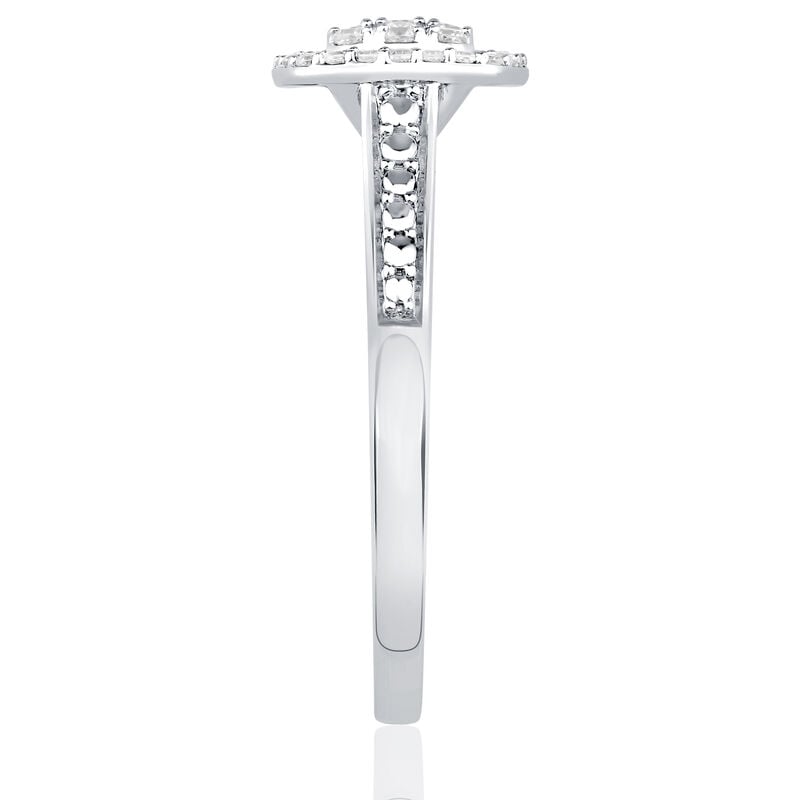 Diamond Cluster Halo Promise Ring in Sterling Silver image number null